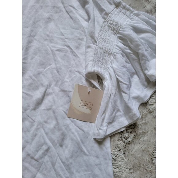 14th Union Light White Flutter Banded Sleeve Crew Neck Tshirt NWT Sz M - Picture 7 of 12